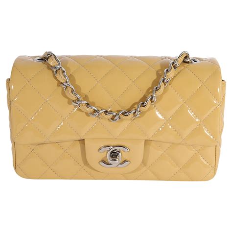 beige patent chevron quilted mini rectangular flap chanel|Chanel mini flap bags.